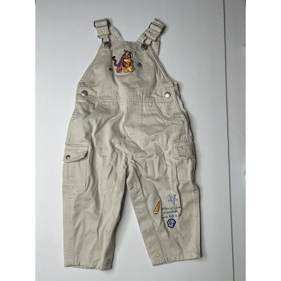 Vintage y2k Disney Winnie the pooh Tan bib overalls 12 months sea shore summer - Picture 8 of 8